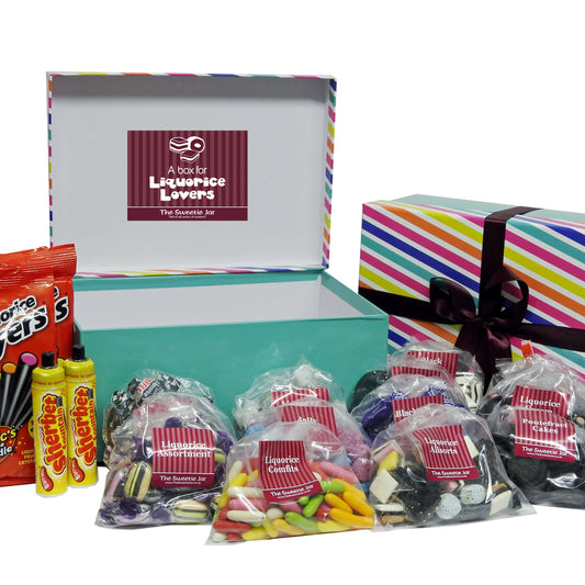A Box for Liquorice Lovers - Liquorice Sweets Gift Boxes, with an assortment of traditional liquorice sweets at The Sweetie Jar