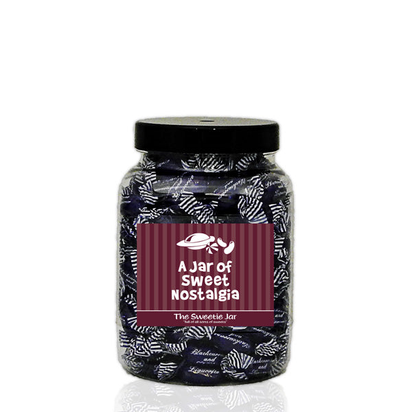 A Medium Jar of Blackcurrant and Liquorice - Blackcurrant and Liquorice Flavour Boiled Sweets