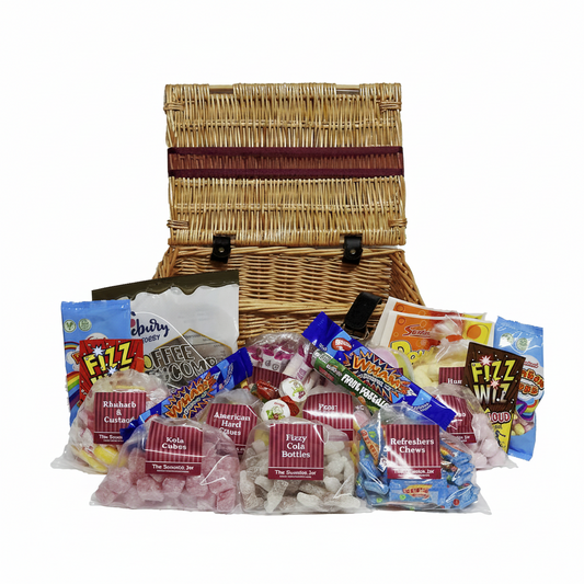 Retro Sweets Medium Wicker Hamper - Retro Sweet Gifts at The Sweetie Jar
