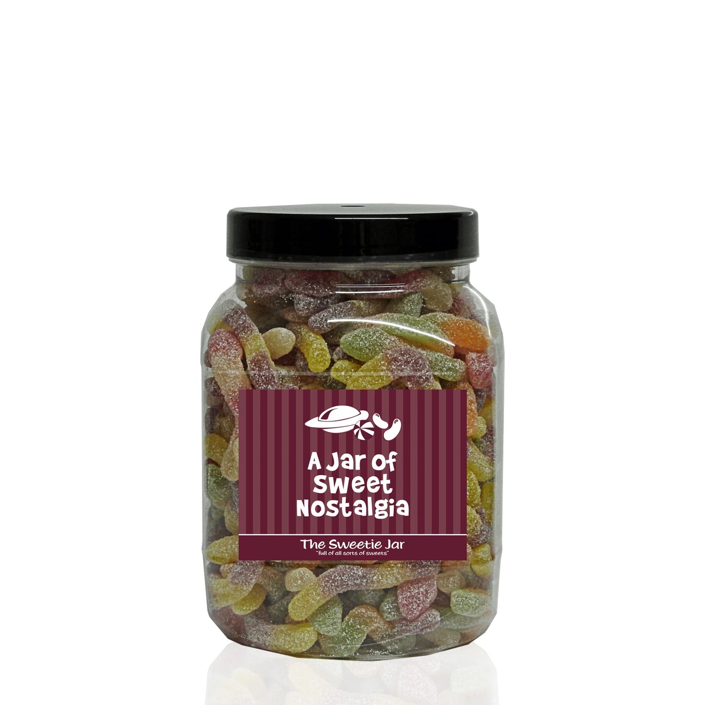 A Medium Jar of Fizzy Jelly Snakes - Sour Fruit Flavour Jelly Sweets. Retro Sweet Jars at The Sweetie Jar