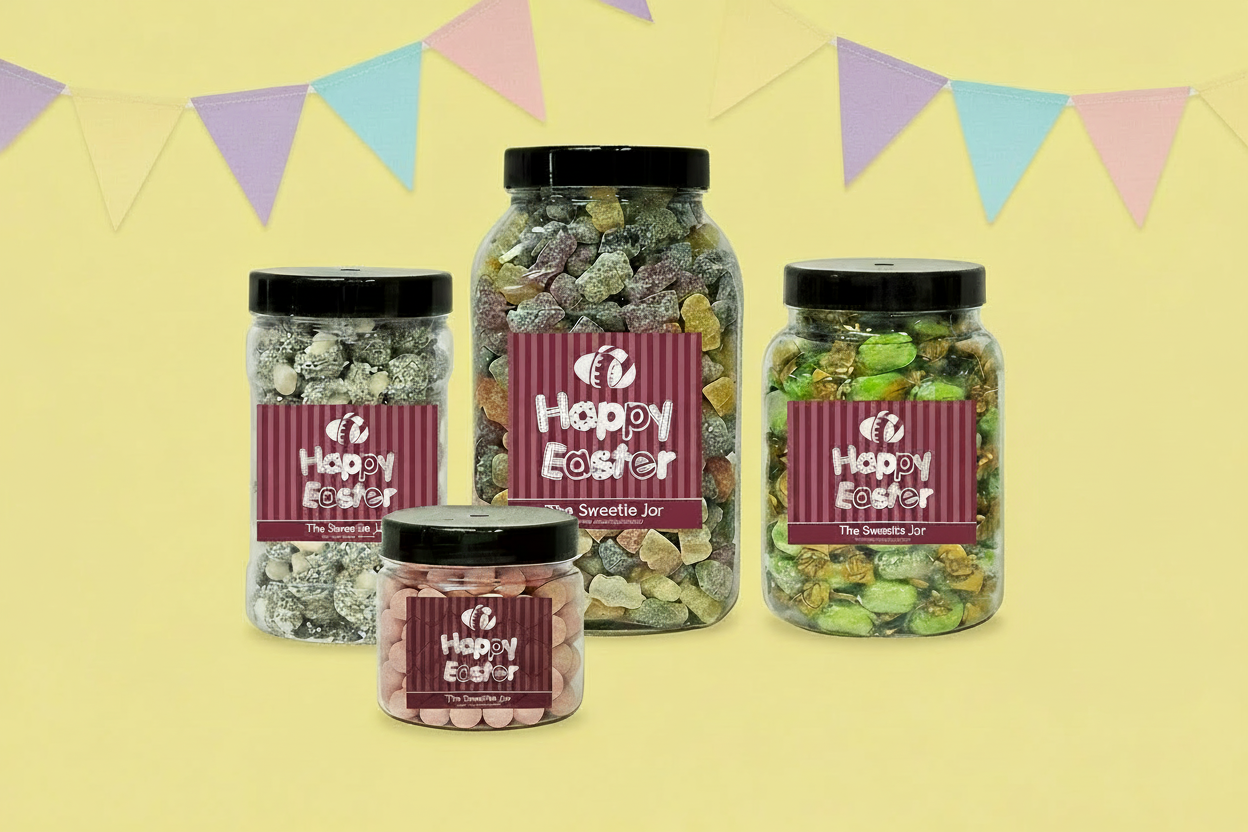 Jars of Retro Sweets for Easter Gifts at The Sweetie Jar