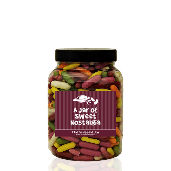 A Medium Jar of Liquorice Torpedoes - Sugar Coated Liquorice Pieces at The Sweetie Jar