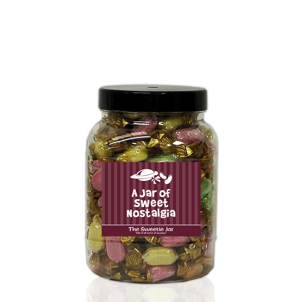 A Medium Jar of Chocolate Fruits - Fruit Flavour Boiled Sweets with a Milk Chocolate Centre