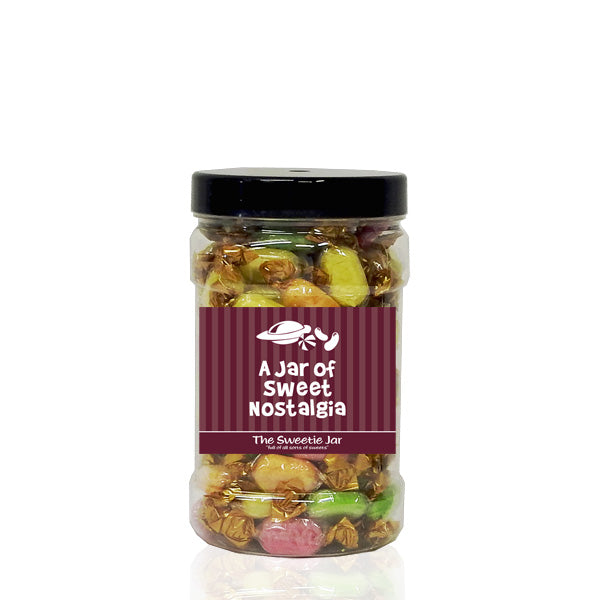 A Small Jar of Chocolate Fruits - Fruit Flavour Boiled Sweets with a Milk Chocolate Centre