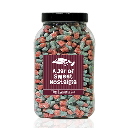 A Large Jar of Fizzy Bubblegum Bottles - Sour Fruit Flavour Jelly Sweets