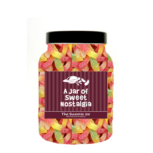 A Medium Jar of Fizzy Jelly Snakes - Sour Fruit Flavour Jelly Sweets
