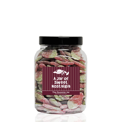A Medium Jar of Fizzy Strawberries - Sour Fruit Flavour Jelly Sweets at The Sweetie Jar