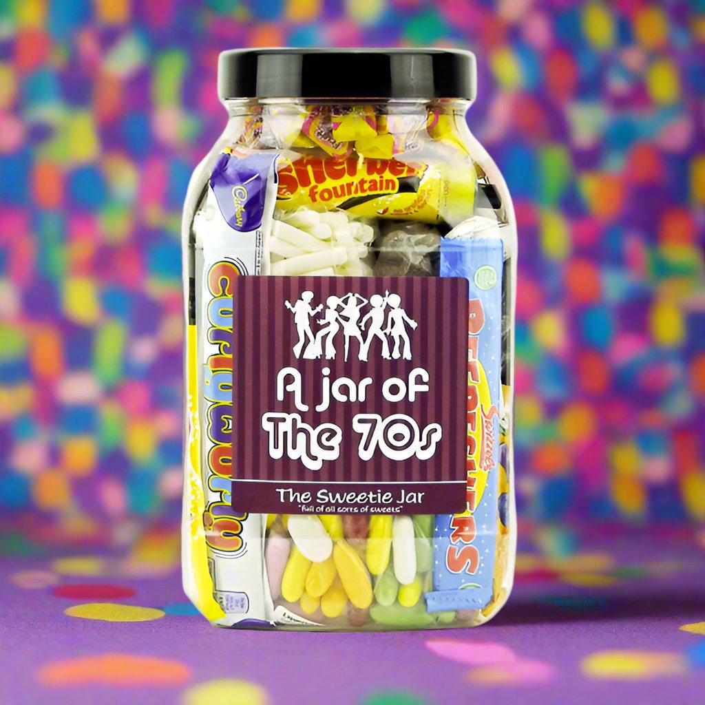 A Large Sweet Jar of 70s Sweets - Full of Retro Sweets you'll remember from the 70s decade