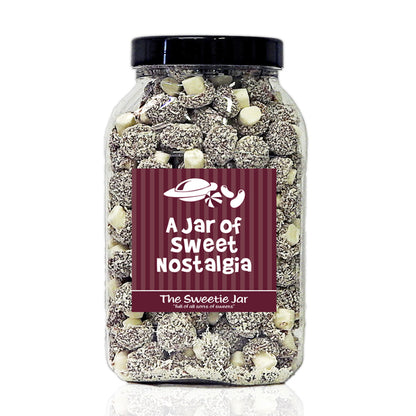 A Large Jar of Coconut Mushrooms - Mushroom Shaped Sweets Covered In Flakes Of Coconut