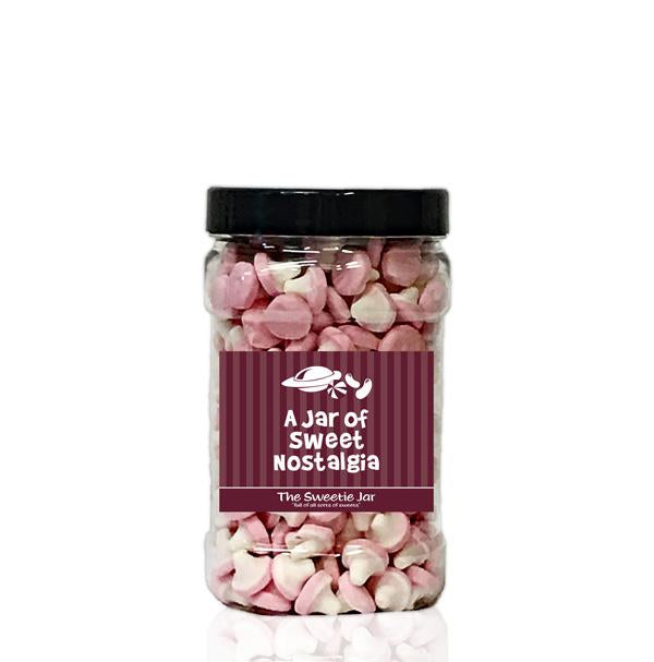 A Small Jar of Foam Mushrooms - Fruit Flavour Jelly Foam Sweets