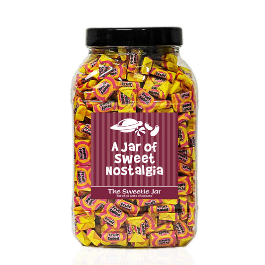 A Large Jar of Fruit Salad Chews - Raspberry and Pineapple Chews