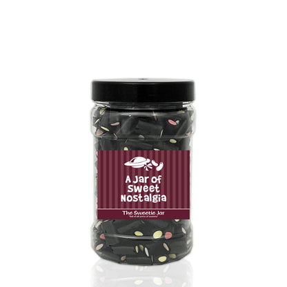 A Small Jar of Liquorice Cream Rock - Liquorice Flavoured Sweets with a Fondant Centre