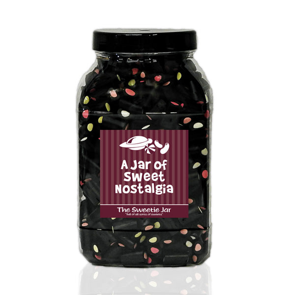 A Large Jar of Liquorice Cream Rock - Liquorice Flavoured Sweets with a Fondant Centre