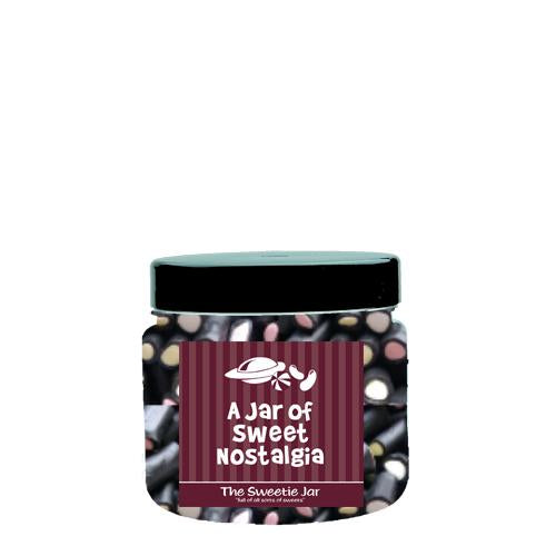 An XSmall Jar of Liquorice Cream Rock - Liquorice Flavoured Sweets with a Fondant Centre