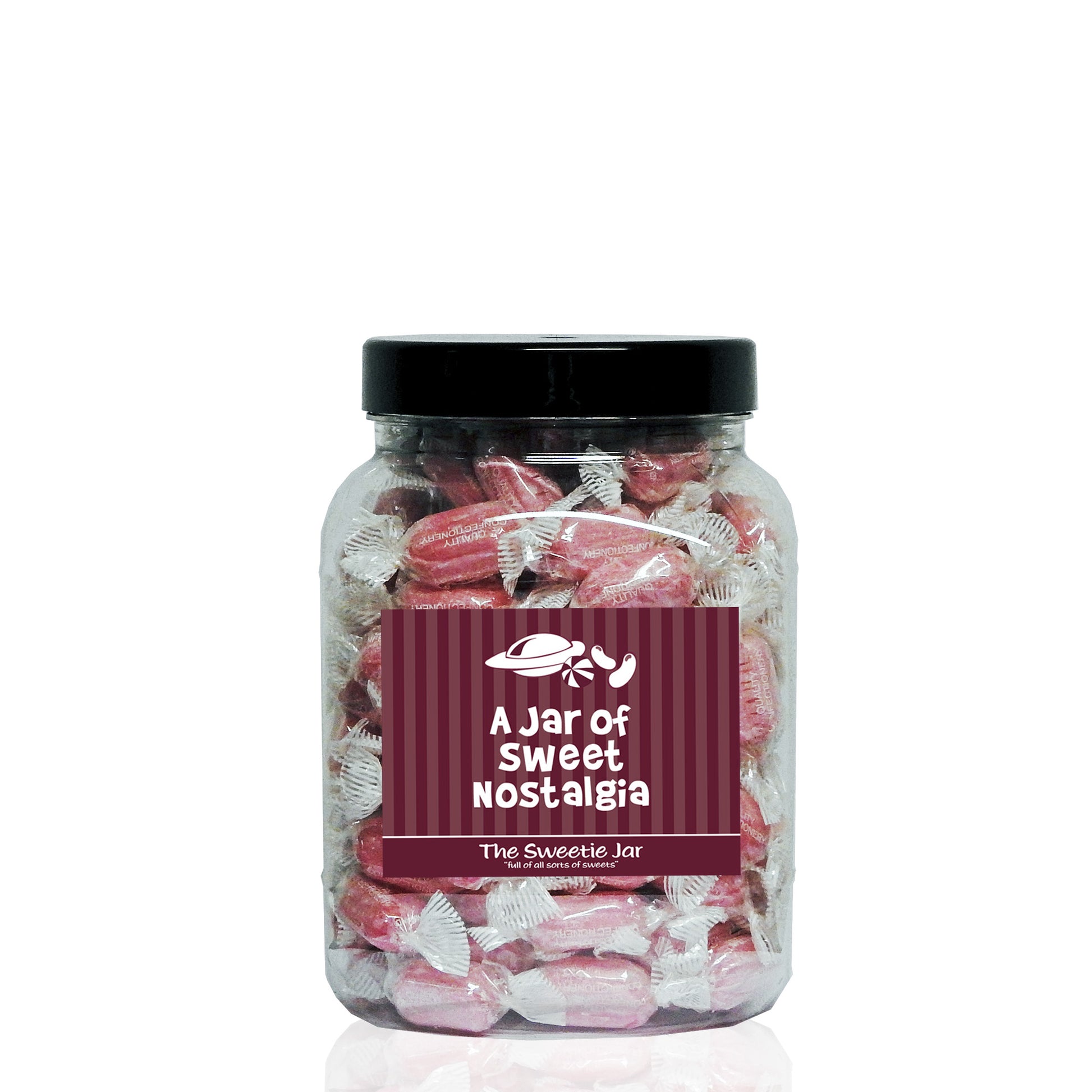 Sherbet Strawberries Medium Sweet Jar - Retro Sweets Gift Jars In 4 Sizes