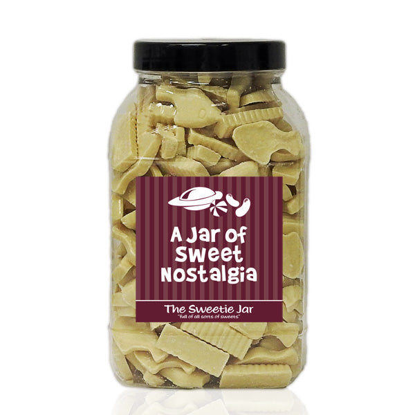 A Large Jar of Fish and Chips - White Chocolate Flavour Candy at The Sweetie Jar