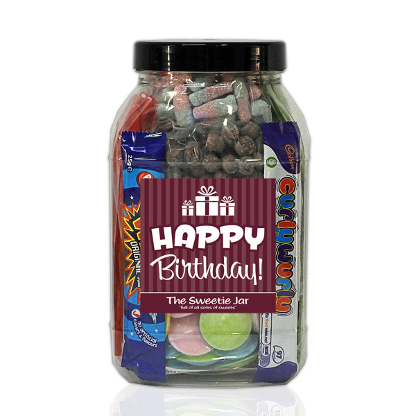 Happy Birthday Large Gift Jar - Full of Retro Sweets you'll remember