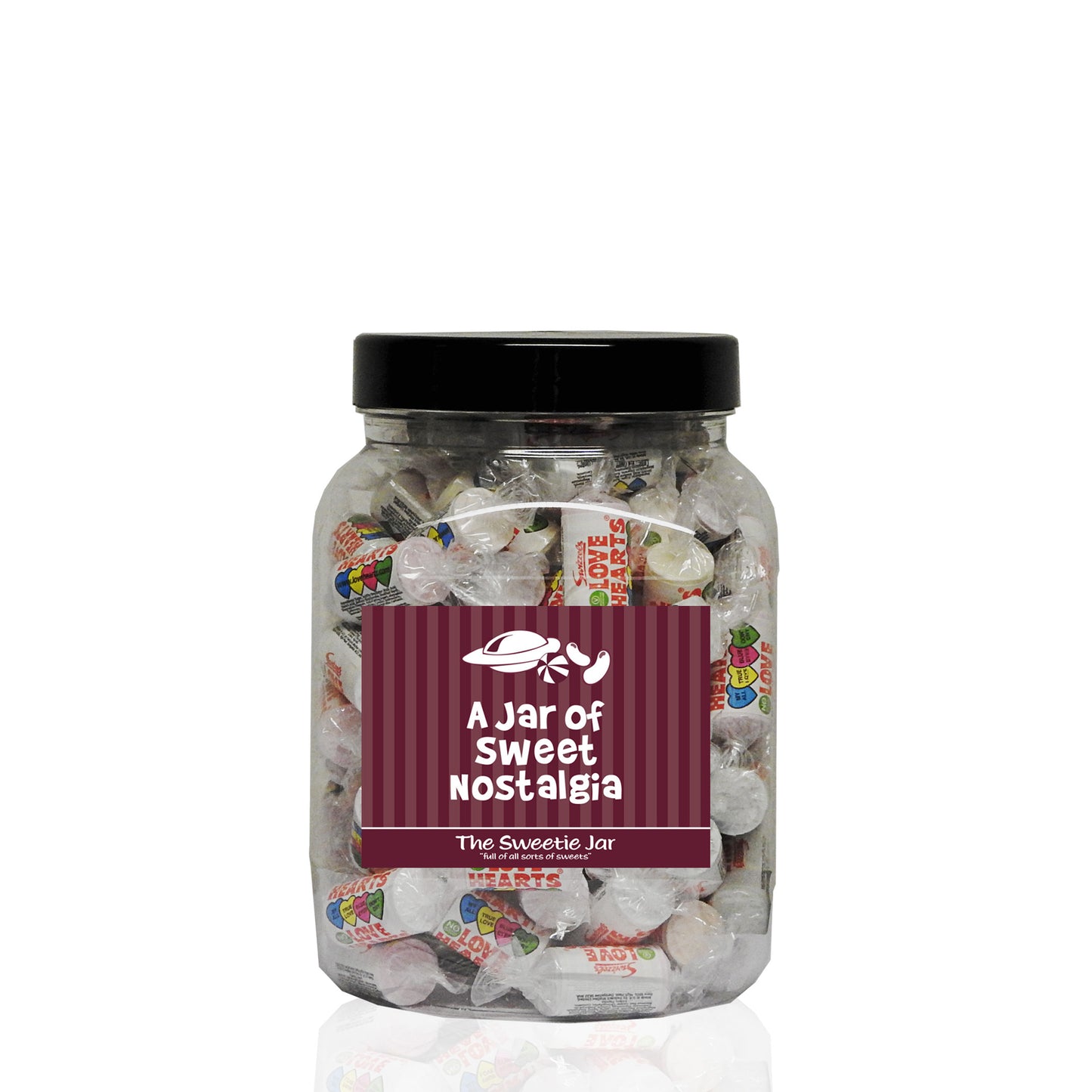 A Medium Jar of Mini Love Hearts Sweets - Jars of Retro Sweets at The Sweetie Jar